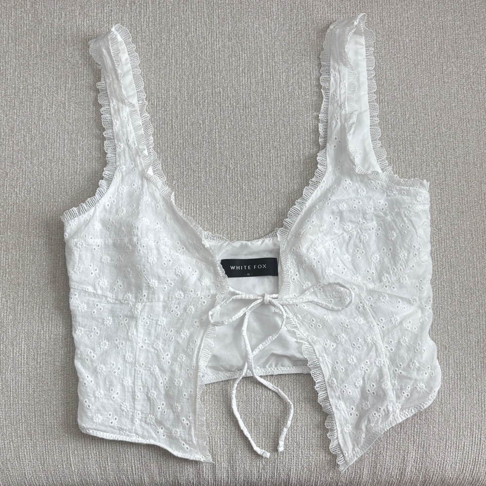 White Fox Boutique White Floral Crop Top - Cottage Core
